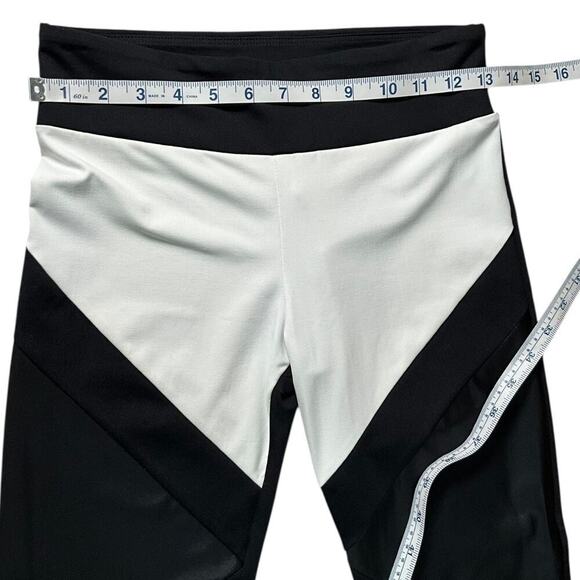 Lanston Sport Black & White Size Medium Leggings Active Medium Rise Drawstring - Picture 5 of 8